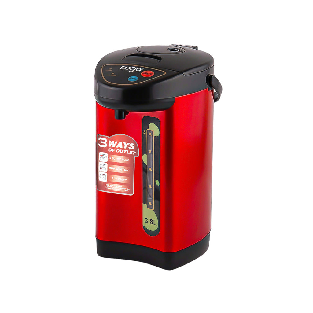 SOGA 3.8L Red Stainless Steel Electric Kettle Water Boiler with 3 Dispensing Modes