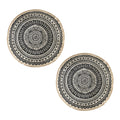NNEAGS 2X Black Carpet Soft Linen Bohemian Non-Slip Floor Retro Minimalist Round Rug Home Decor with Tassels