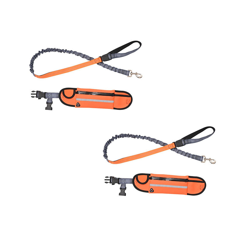 NNEAGS 2X Orange Adjustable Hands-Free Pet Leash Bag Dog Lead Walking Running Jogging Pet Essentials-0