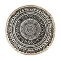 NNEAGS Black Carpet Soft Linen Bohemian Non-Slip Floor Retro Minimalist Round Rug Home Decor with Tassels