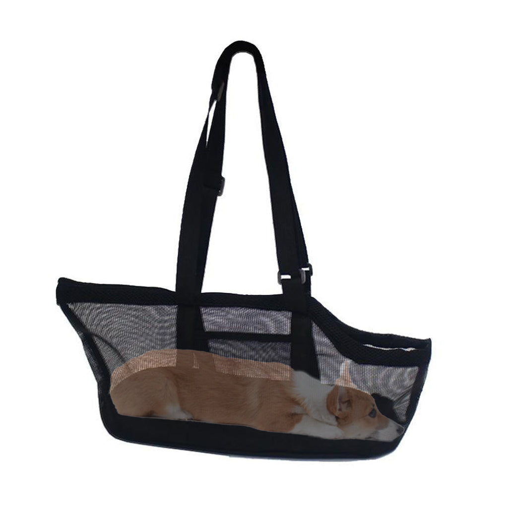 NNEAGS Black Pet Carrier Bag Breathable Net Mesh Tote Pouch Dog Cat Travel Essentials-0