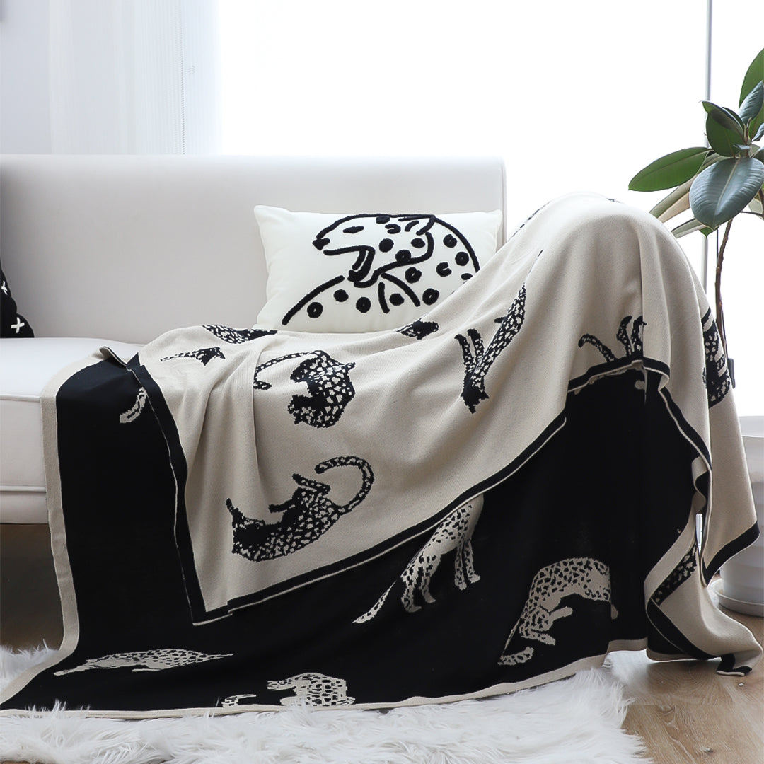SOGA 2X Black Cream Animal Print Throw Blanket 130x180cm Acrylic
