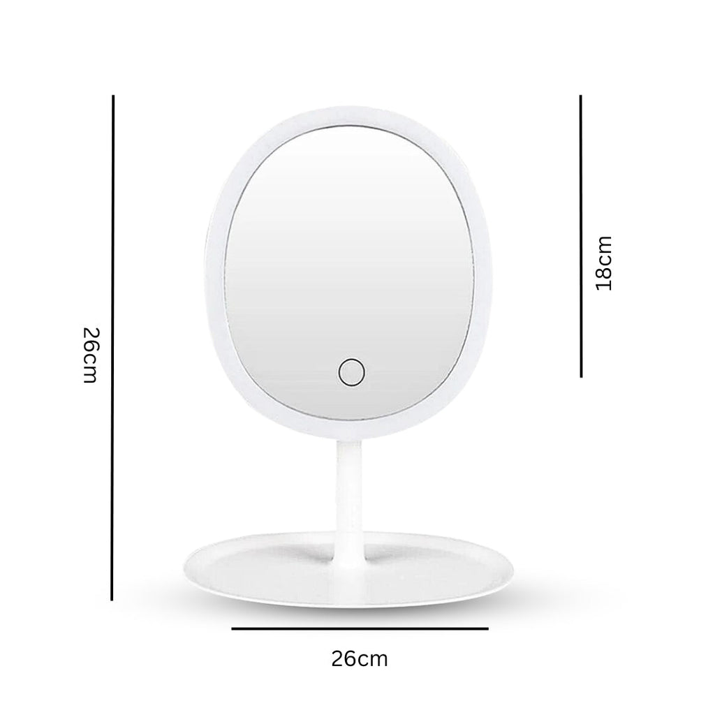 NNEAGS 2X 26cm White Oval Smart LED Makeup Bedroom Table Vanity Mirror Tricolor Adjustable Light