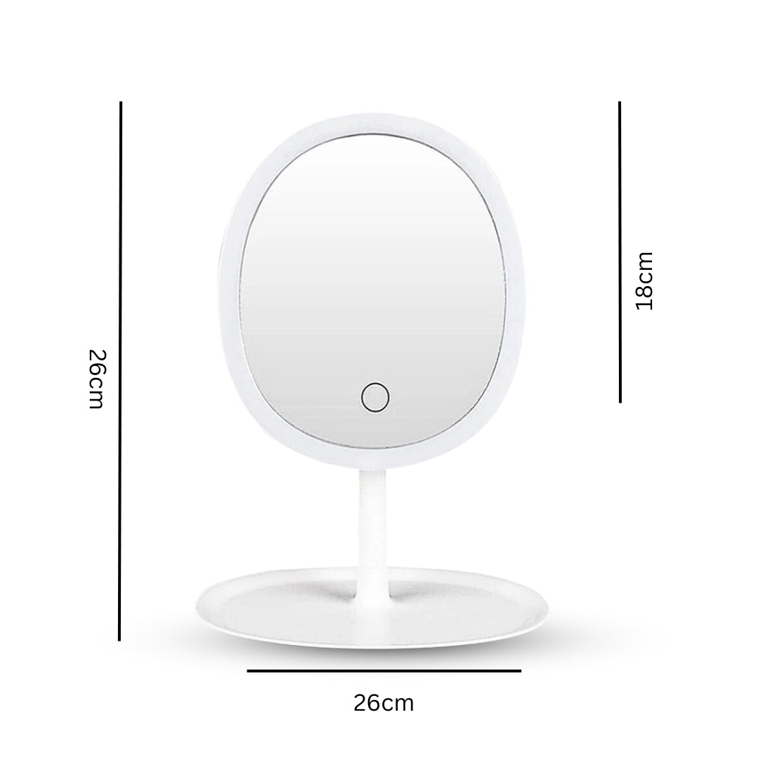 NNEAGS 2X 26cm White Oval Smart LED Makeup Bedroom Table Vanity Mirror Tricolor Adjustable Light