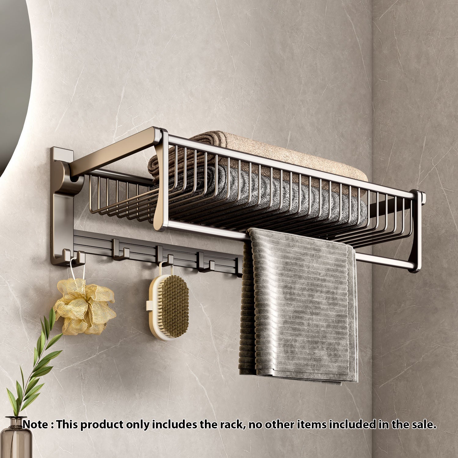 SOGA 2X 50cm Wall-Mounted Double Pole Towel Holder Bathroom Organiser Rail Hanger with Hooks