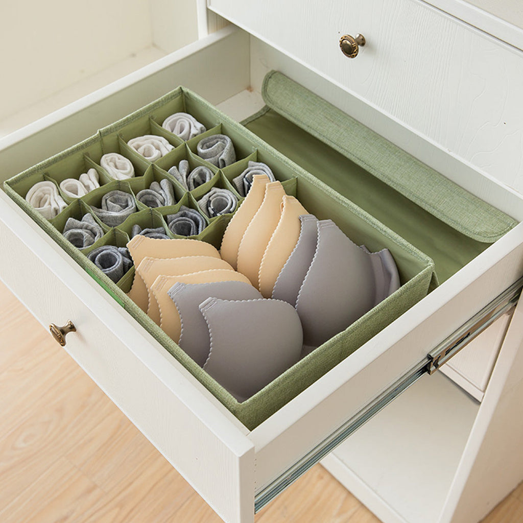 NNEAGS Green Flip Top Underwear Storage Box Foldable Wardrobe Partition Drawer Home Organiser