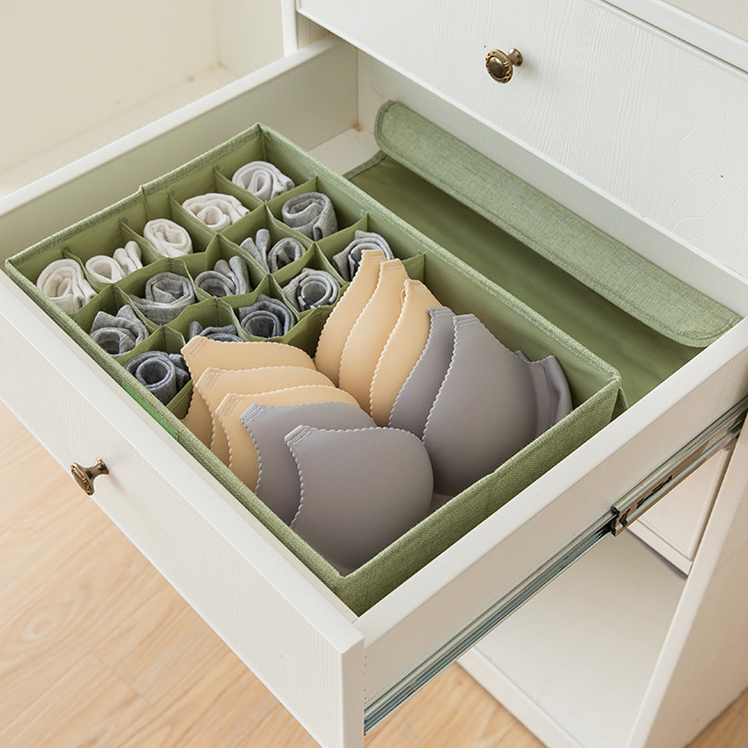 NNEAGS Green Flip Top Underwear Storage Box Foldable Wardrobe Partition Drawer Home Organiser