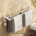 SOGA 2X 52cm White Wall-Mounted Double Pole Towel Holder Bathroom Organiser Rail Hanger with Hooks