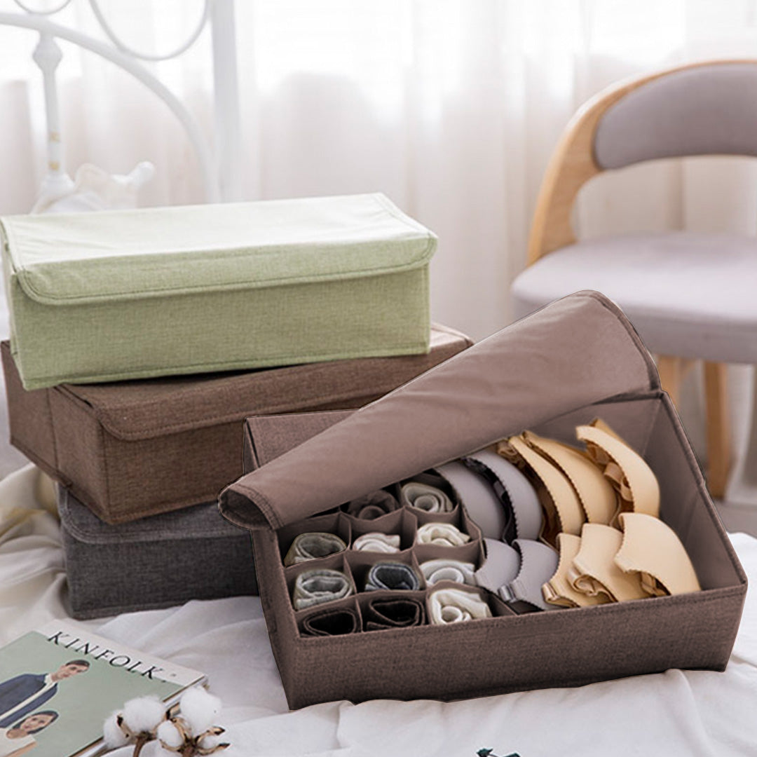 SOGA Coffee Flip Top Underwear Storage Box Foldable Wardrobe Partition Drawer Home Organiser