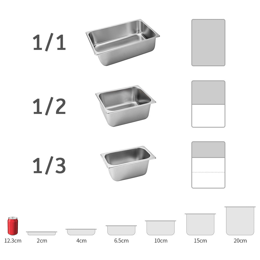 SOGA 2X Gastronorm GN Pan Full Size Stainless Steel Tray 1/2 20cm