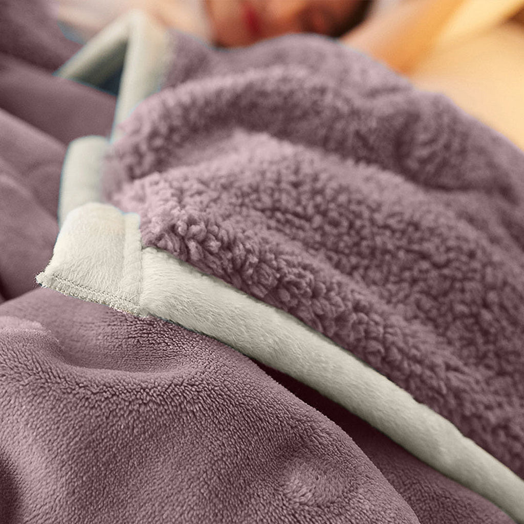 SOGA 2X Light Purple Throw Blanket Warm Cozy Double Sided Thick Flannel Coverlet Fleece Bed Sofa Comforter