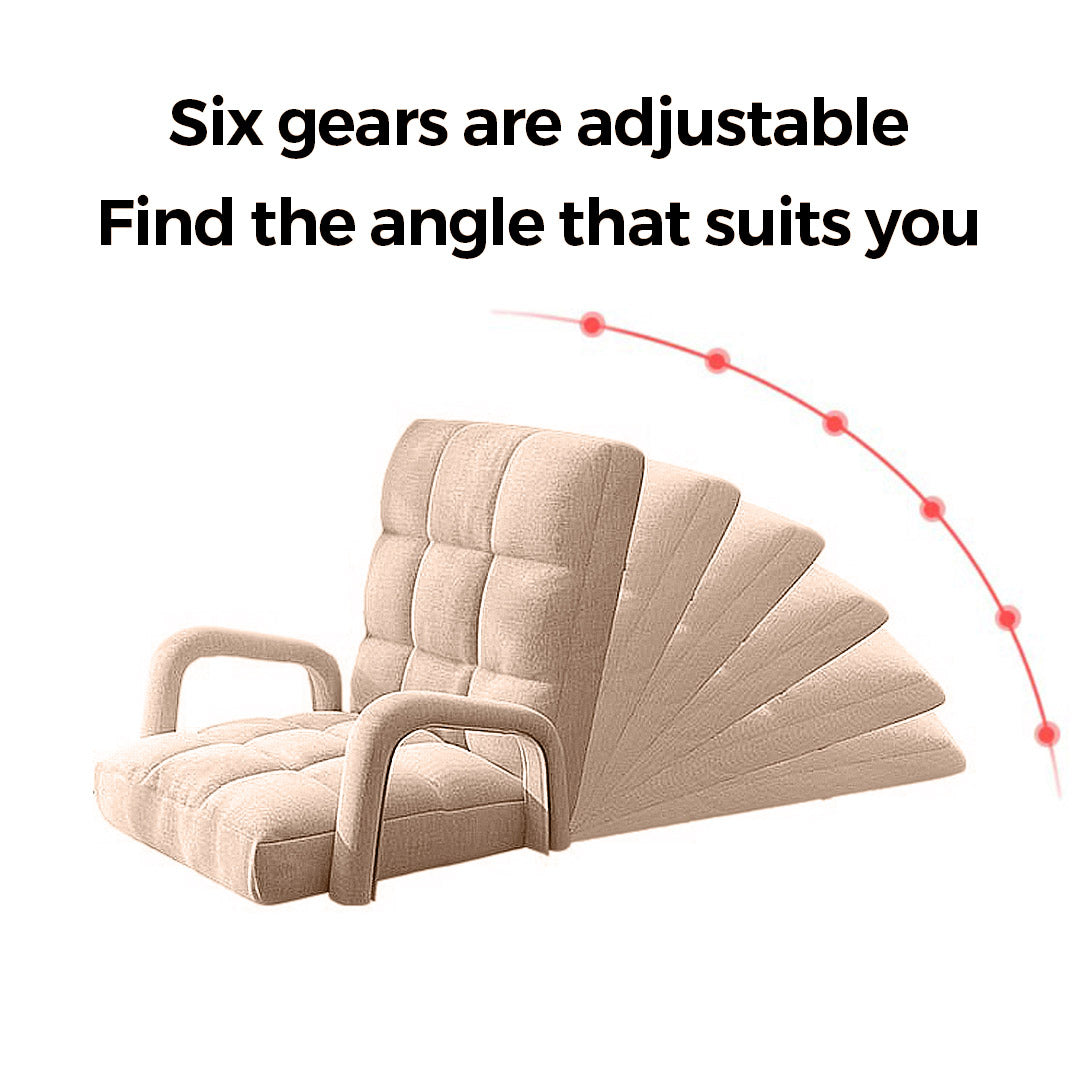 NNEAGS Foldable Lounge Cushion Adjustable Floor Lazy Recliner Chair with Armrest Khaki-2