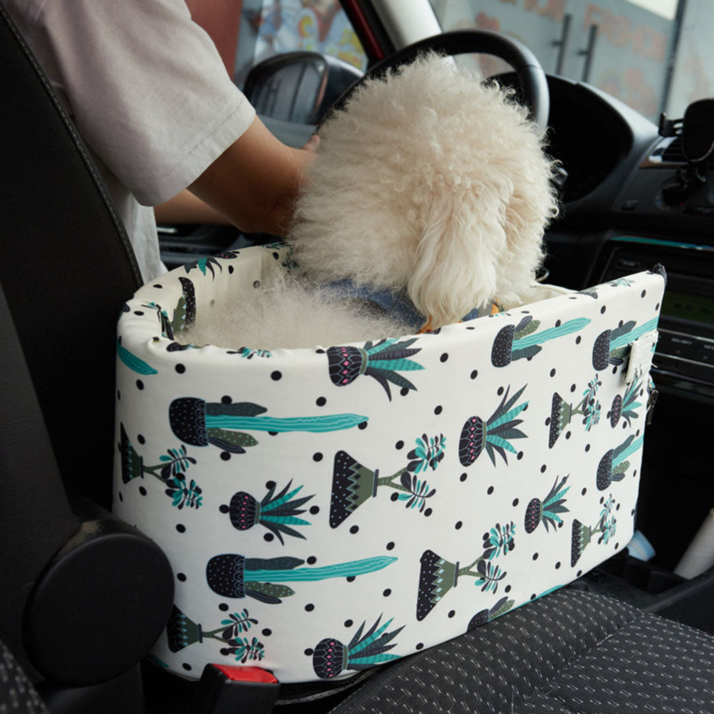 NNEAGS Car Central Control Nest Pet Safety Travel Bed Dog Kennel Portable Washable Pet Bag White-2