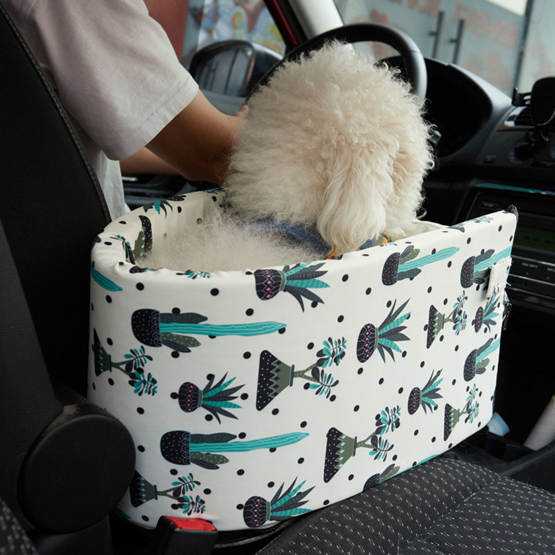 NNEAGS Car Central Control Nest Pet Safety Travel Bed Dog Kennel Portable Washable Pet Bag White-2