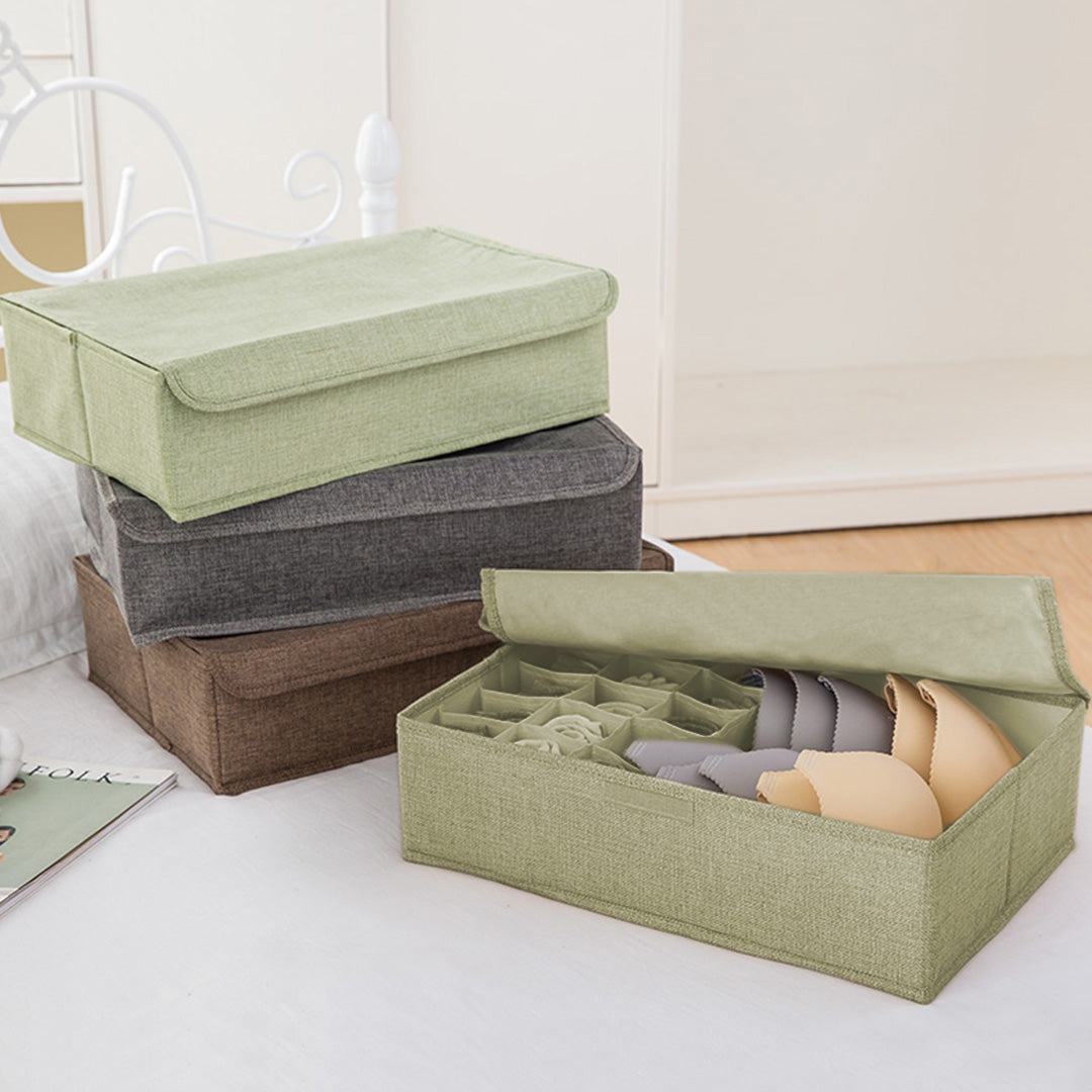 NNEAGS Green Flip Top Underwear Storage Box Foldable Wardrobe Partition Drawer Home Organiser