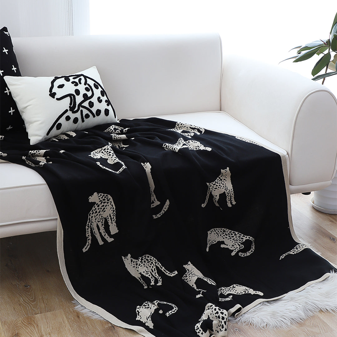 SOGA 2X Black Cream Animal Print Throw Blanket 130x180cm Acrylic