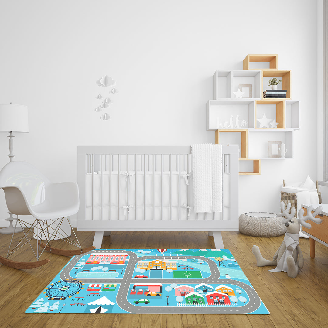 NNEAGS 2X 20cm Kids Rug Street Map Play Mat, Educational Baby Theme Park Area Rugs