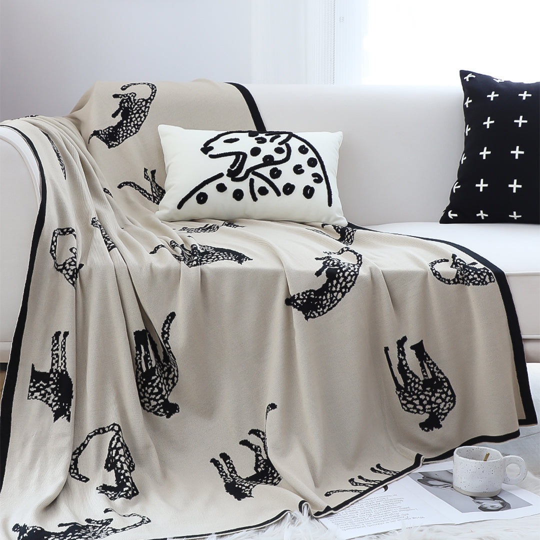 SOGA 2X Black Cream Animal Print Throw Blanket 130x180cm Acrylic