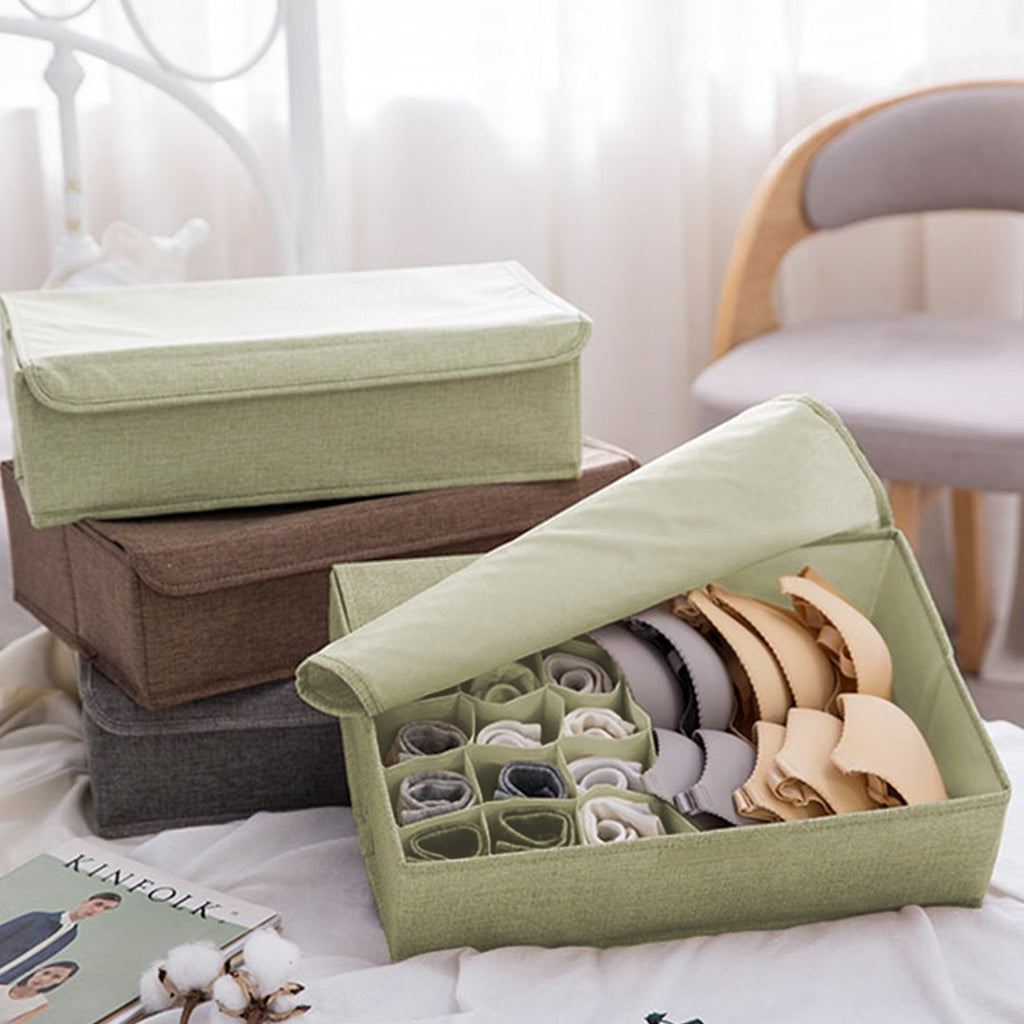 NNEAGS Green Flip Top Underwear Storage Box Foldable Wardrobe Partition Drawer Home Organiser