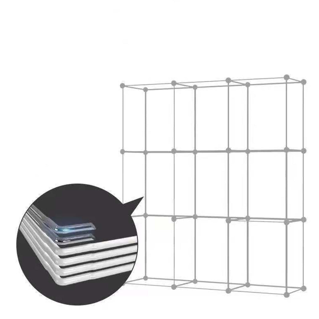 SOGA 8 Cubes Blue Portable Wardrobe Divide-Grid Modular Storage Organiser Foldable Closet