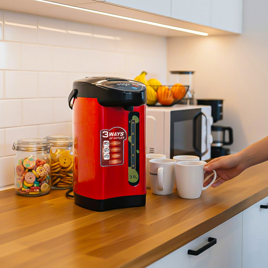 SOGA 3.8L Red Stainless Steel Electric Kettle Water Boiler with 3 Dispensing Modes