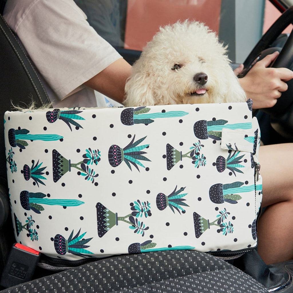 NNEAGS Car Central Control Nest Pet Safety Travel Bed Dog Kennel Portable Washable Pet Bag White-3