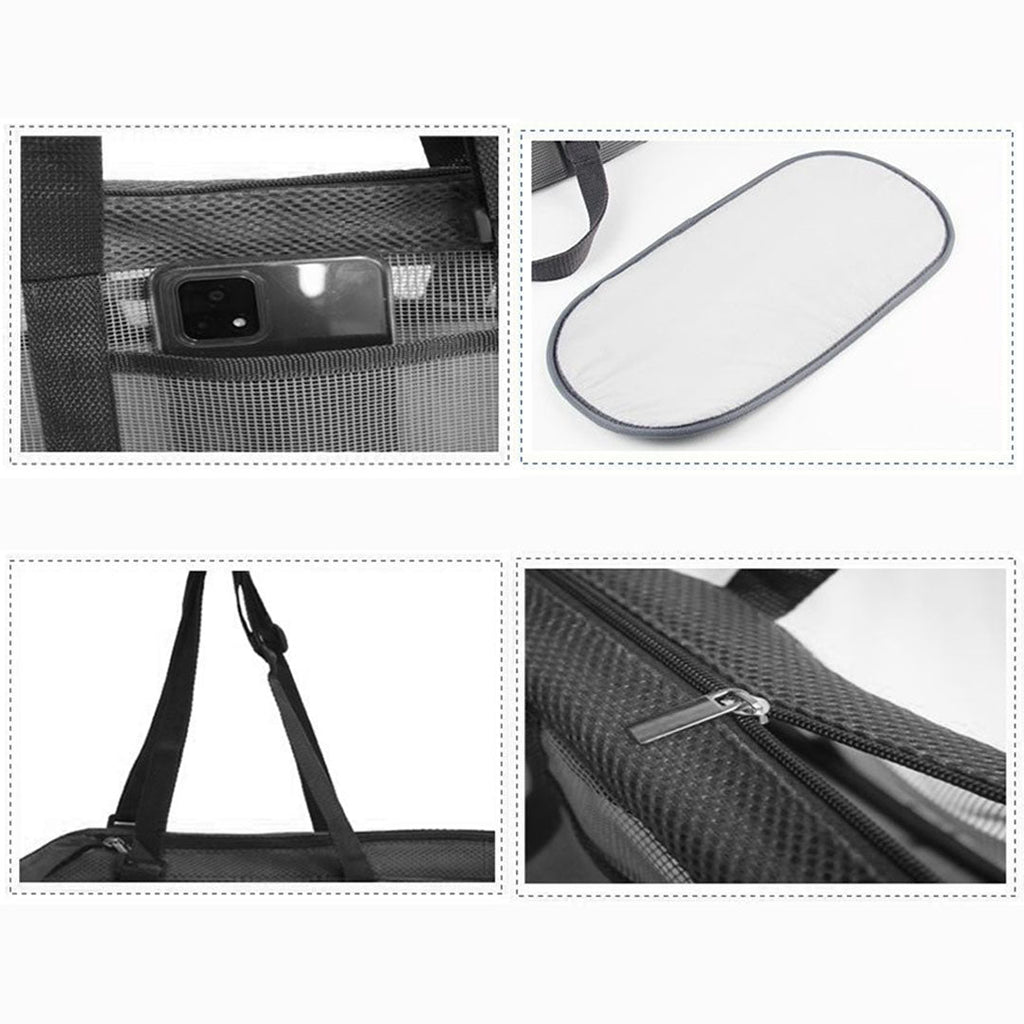 NNEAGS Black Pet Carrier Bag Breathable Net Mesh Tote Pouch Dog Cat Travel Essentials-4