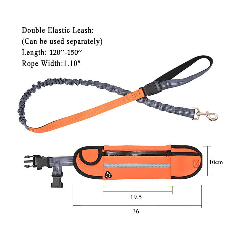 NNEAGS 2X Orange Adjustable Hands-Free Pet Leash Bag Dog Lead Walking Running Jogging Pet Essentials-4