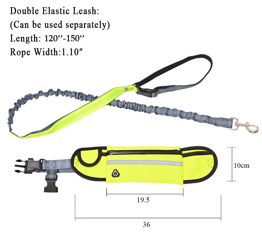 NNEAGS 2X Yellow Adjustable Hands-Free Pet Leash Bag Dog Lead Walking Running Jogging Pet Essentials-4