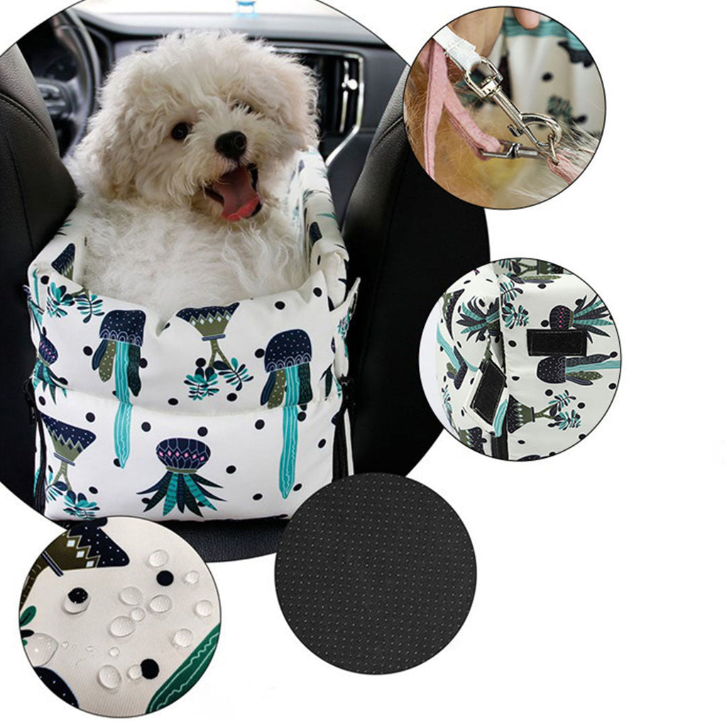 NNEAGS Car Central Control Nest Pet Safety Travel Bed Dog Kennel Portable Washable Pet Bag White-4