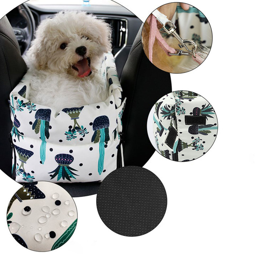 NNEAGS Car Central Control Nest Pet Safety Travel Bed Dog Kennel Portable Washable Pet Bag White-4