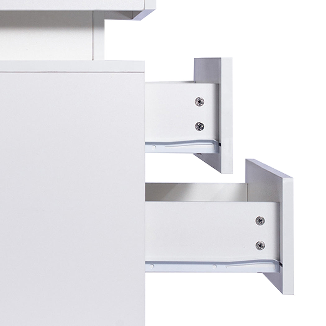 Levede Bedside Tables RGB LED Side Table White