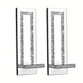 Wall Mirror Candle Holder Set with Silver Diamonds