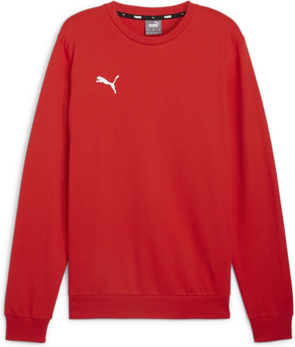 Puma teamgoal casuals crew neck sweat men's sports sweater - red- white-0