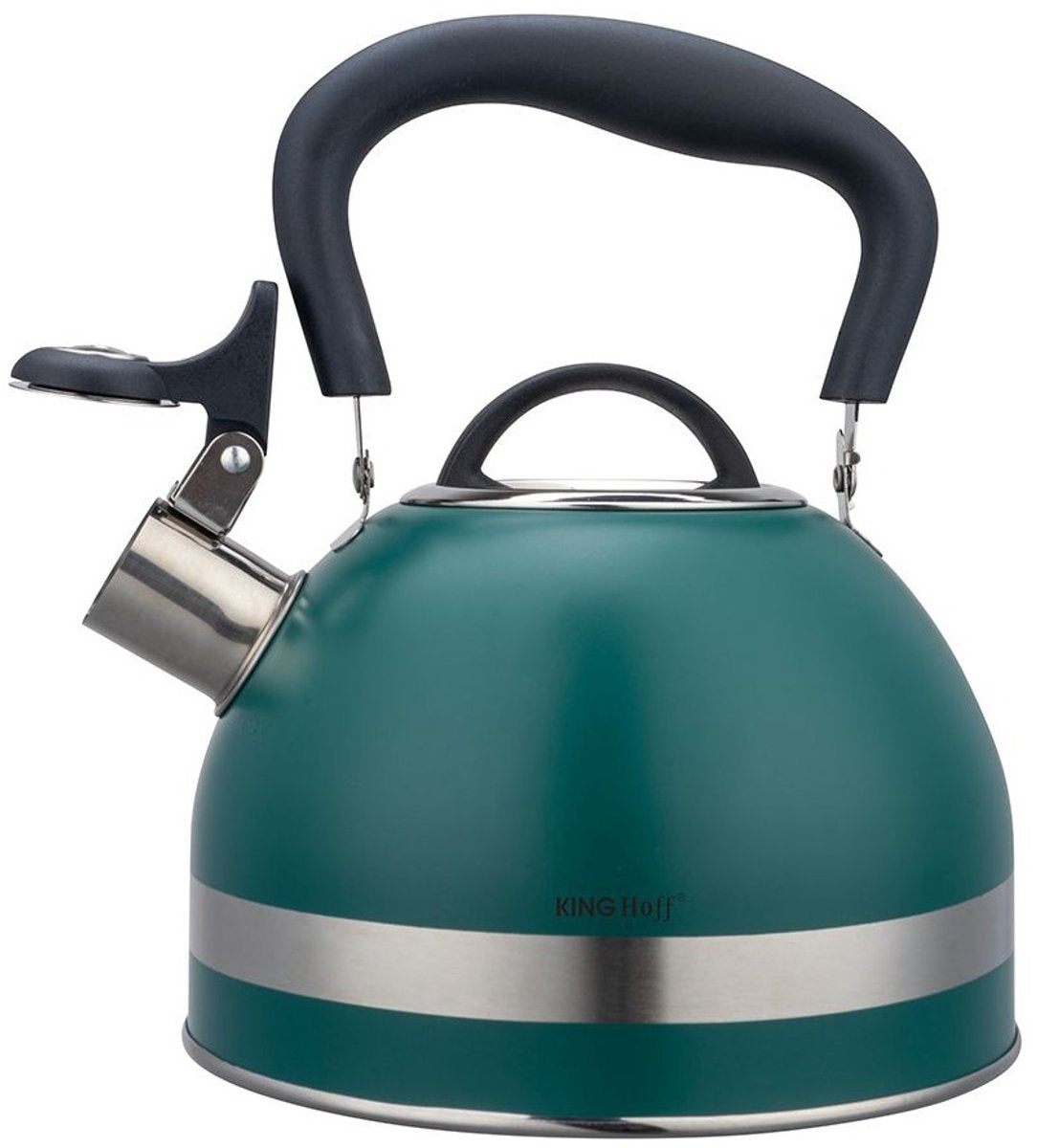 Kinghoff 1855 - whistling kettle with flute - 1.8 liter - stainless steel - green-0