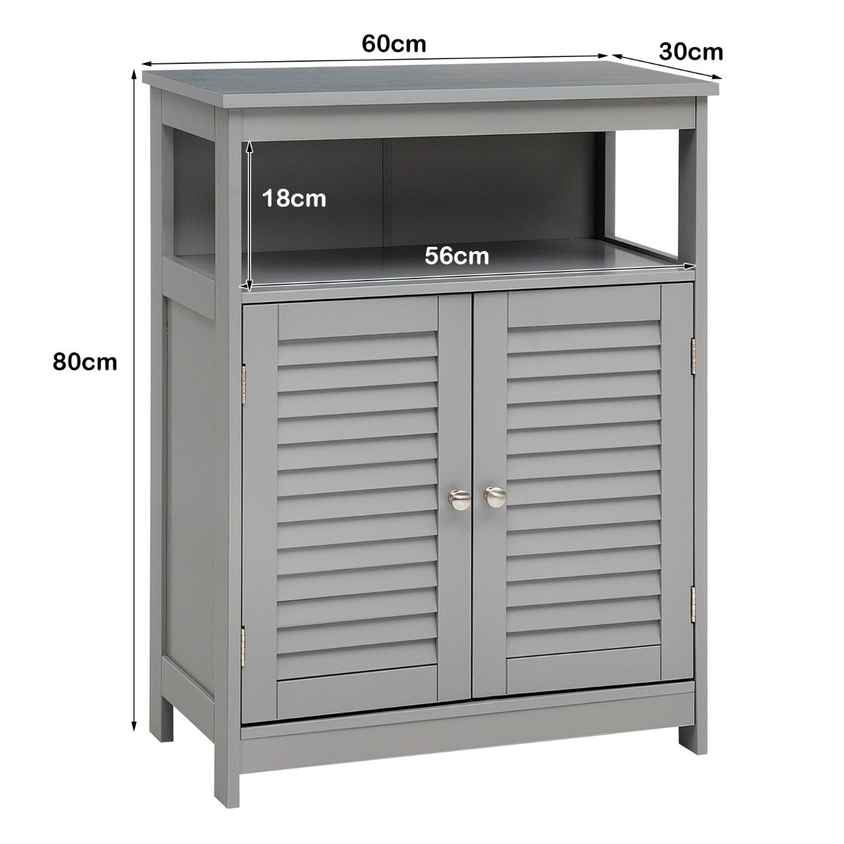 NNECW Storage Cabinet with Lamellar Doors and Shelf for Bathroom