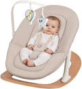 Lionelo celia rocker - baby bouncer - wooden - 2 back positions - 5-point harness - play arch with 2 toys - wood - bouncer swing-0