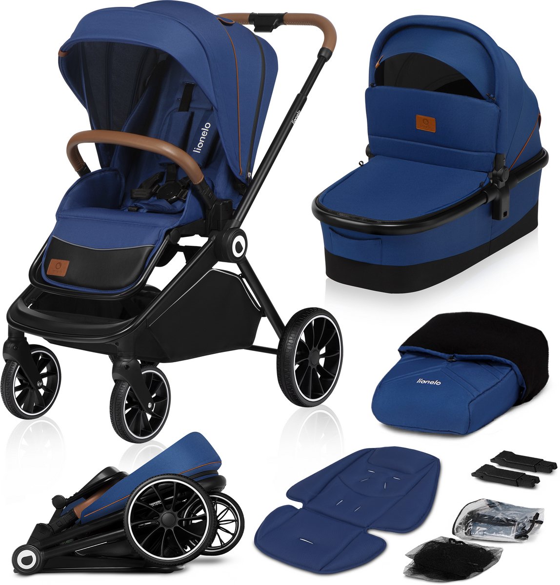 Lionelo mika 2 in 1 stroller - travel cot + buggy - from birth to 22 kg (0-4 years) - full suspension - ventilation panels - baby portable - comfortable mattress - quickly foldable - rain cover - mosquito net - footmuff - stroller - toddler-0