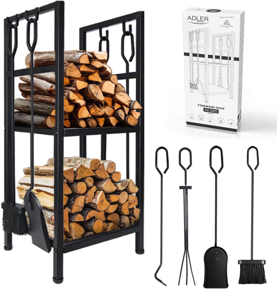 Adler - wood storage - 2 levels - steel construction - incl. tools-0
