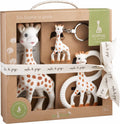 Sophie the giraffe so'pure trio - gift set - teething toys - baby toys - 100% natural rubber - 3-piece - maternity gift - baby shower gift - in recycled gift box with organic cotton bow-0