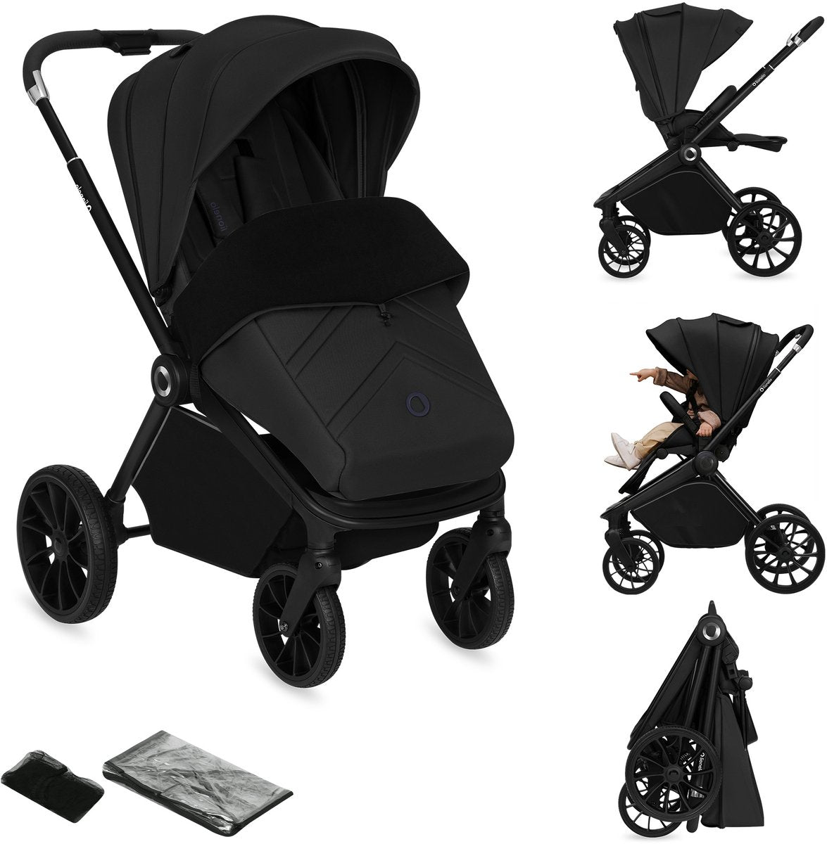 Lionelo mika plus stroller - all-terrain wheels - lightweight - adjustable seat - XXL hood with UPF 50+ - compact foldable - including accessories-0