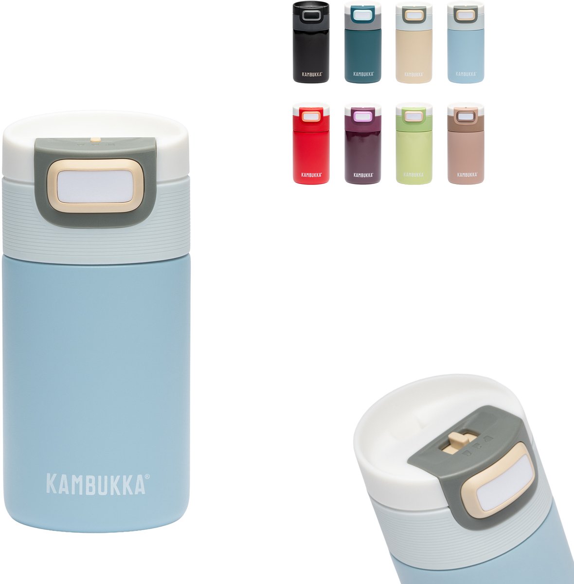 Kambukka etna thermosbeker 300 ml - makkelijk te reinigen thermosfles - dubbelwandige lekvrije koffiebeker to go - lichtblauw-0