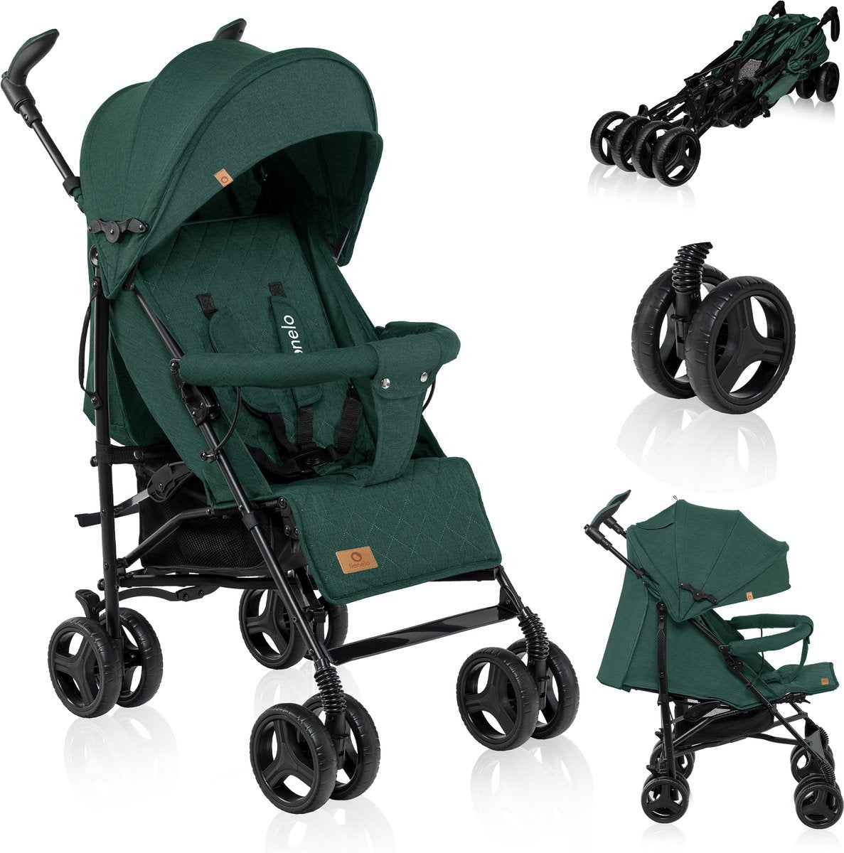 Lionelo irma - buggy - stroller - durable and light 7kg stroller - suitable for children up to 15 kg - suspension wheels - 360° - from 6 months to 5 years - storage basket - adjustable handle - quick folding system - compact size - mosquito net-0