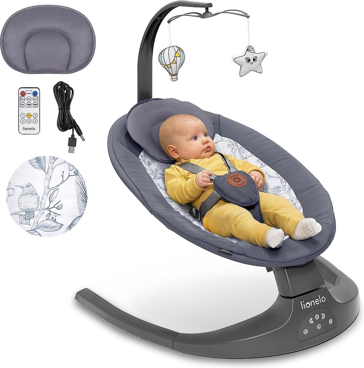 Lionelo ralf - baby swing premium - 2in1 - 5 automatic swing speeds - 0 to 9kg-0