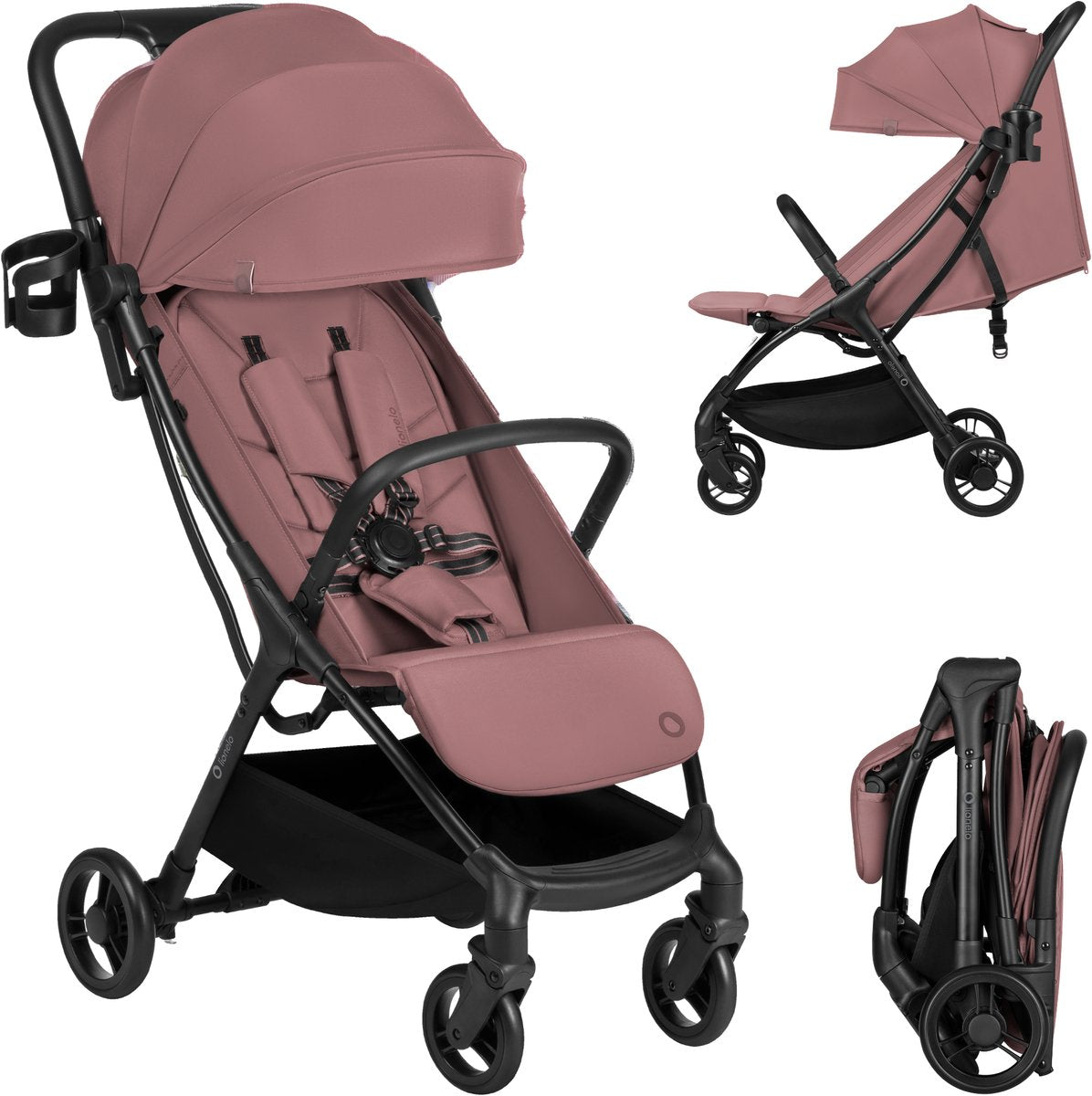 Lionelo agia buggy - lightweight 7.3 kg - compact foldable - lying position and large seat - wheels with suspension - cup holder - stroller from 6 months up to 22 kg - folding buggy - travel buggy stroller - children's buggy-0