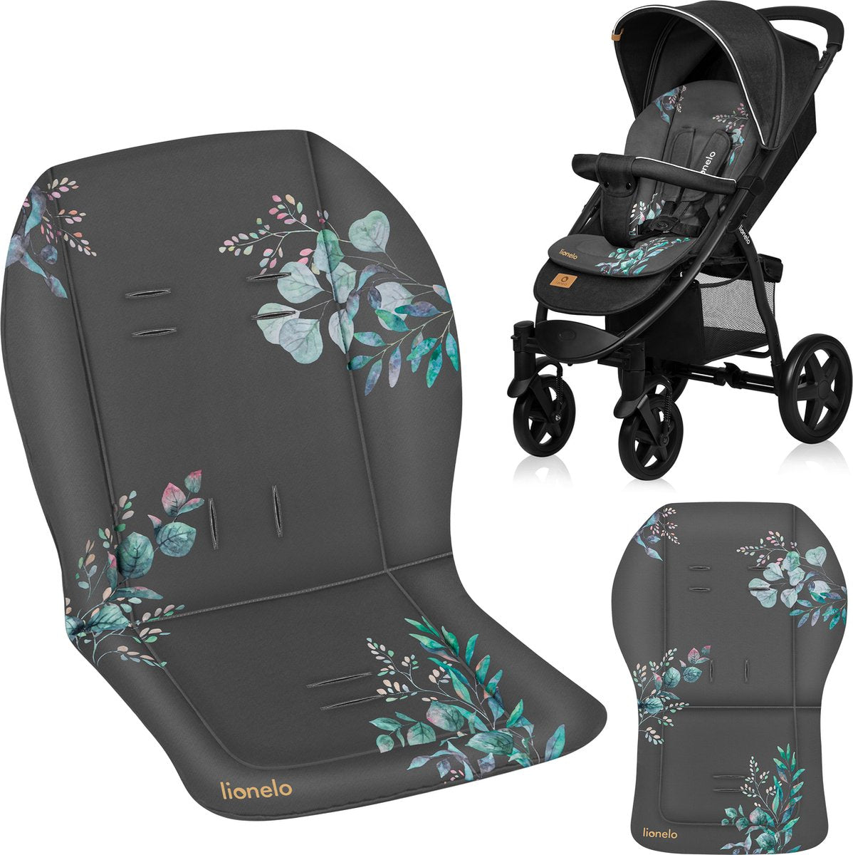 Lionelo seatliner - universal stroller cushion insert - double-sided design - hydrophobic fabric - flexible fit - washable - comfortably soft - golden moments-0