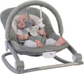 Bo Jungle - schommelstoel en zitje in 1 - wipstoel - bouncer - baby tot kleuter - tot max. 18 kg - inclusief speelboog en verkleinkussen - meegroeiende swing - zachte stof - muziek en vibratie functies - rocker grijs-0