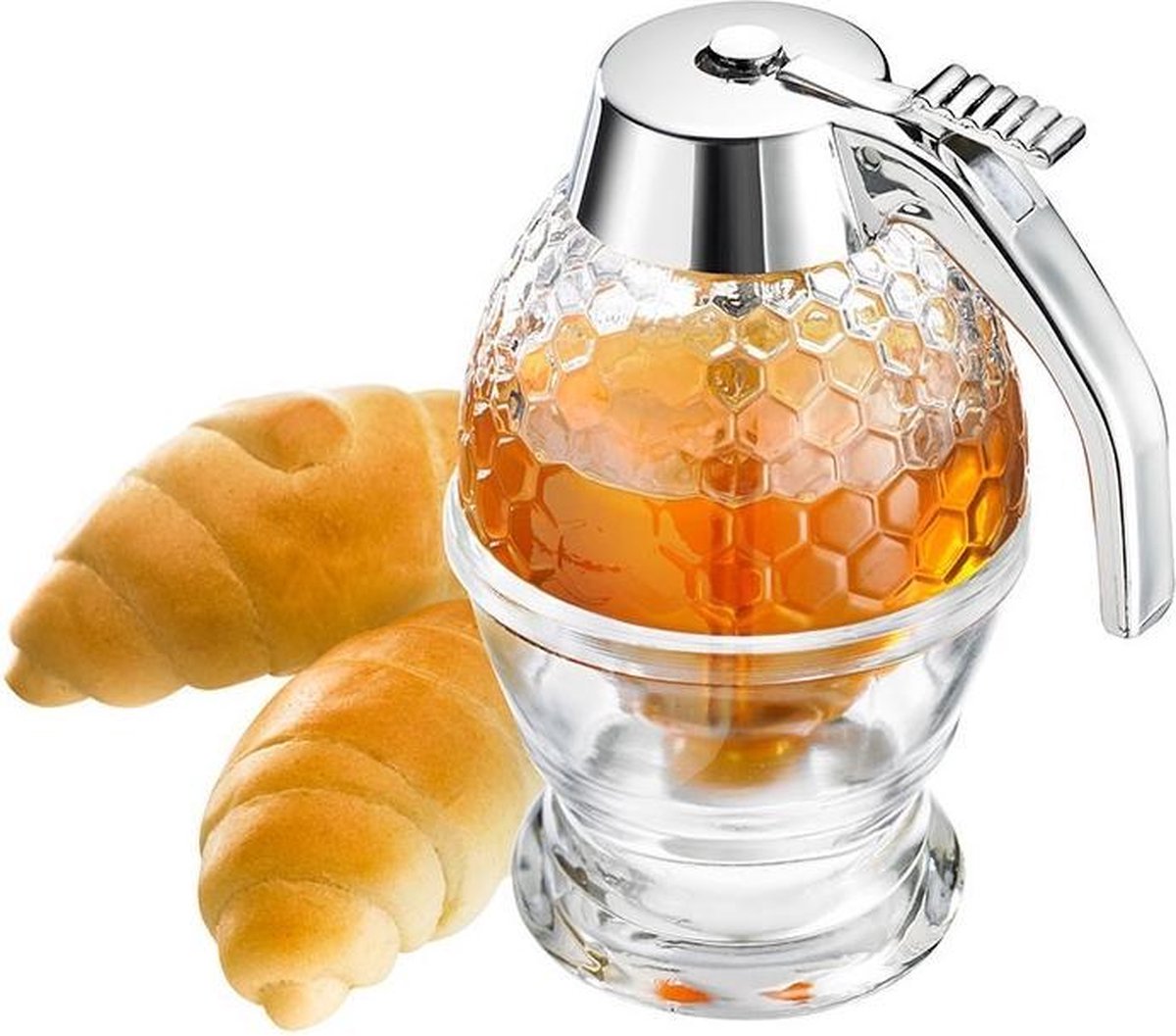 Westmark honey dispenser with base, capacity: 200 ml, glass plastic, deluxe, transparent silver, 65132260-0