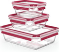 Tefal masterseal glass - food storage box set - 3-piece - glass - suitable for oven-0