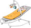 Kinderkraft felio 2 rocking and lounge chair 2-in-1 - for newborns up to 9 kg - with music, vibrations and removable play arch - yellow-0